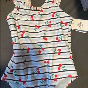 Primark Navy & White Striped Girls' Cherry One-Piece Swimsuit